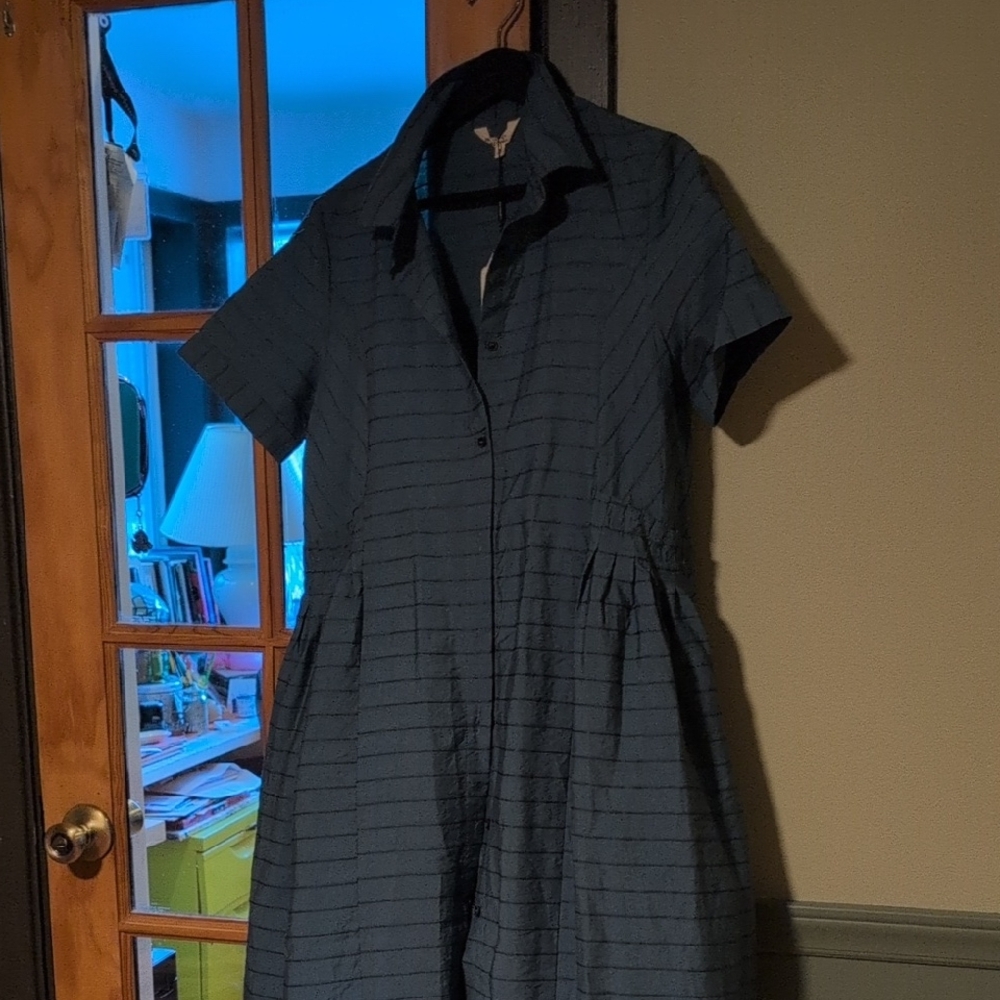 Elegant Blue Striped Dress